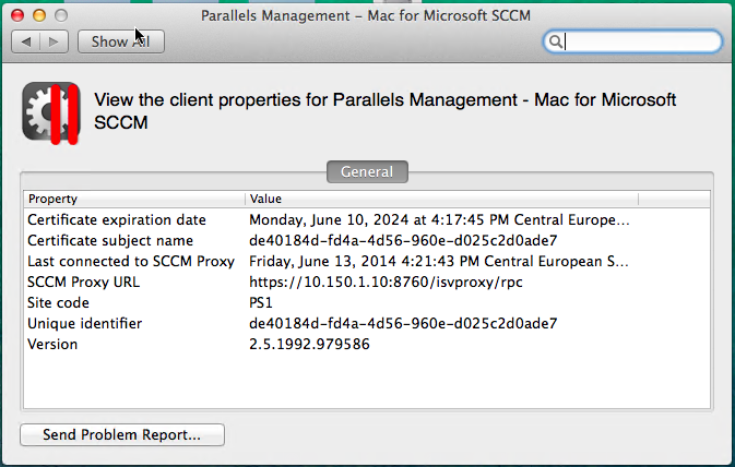 The Parallels Configuration Manager client